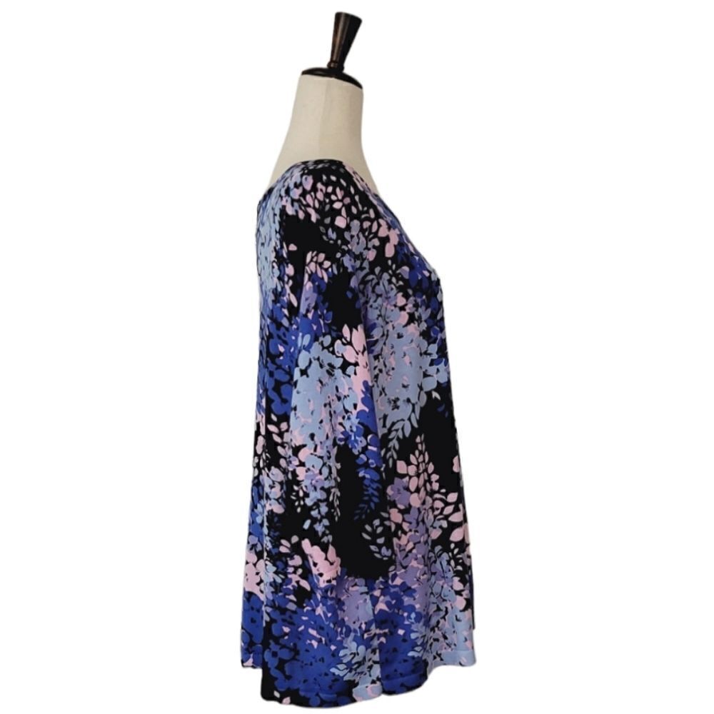 Talbots Blue & Purple Floral Bateau Neck 3/4 Sleeve Sweater Size 3X Petite - Picture 4 of 8